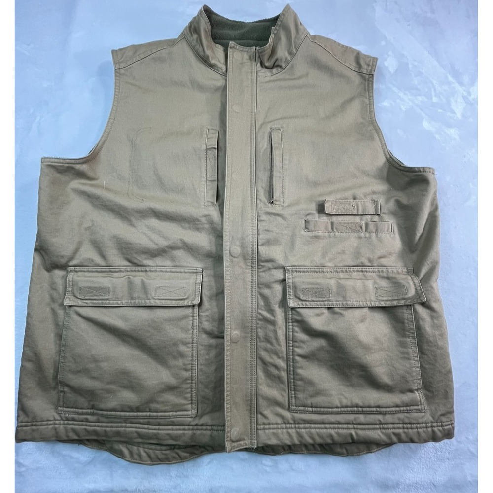 RedHead Mens XL Vest‎ Desert Tan Cotton Canvas Fleece Lined Missing Snap
